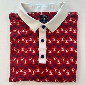 Good Boy Golf Polo Shirt Mens 2XL XXL Red Wolf Performance Athletic Preppy